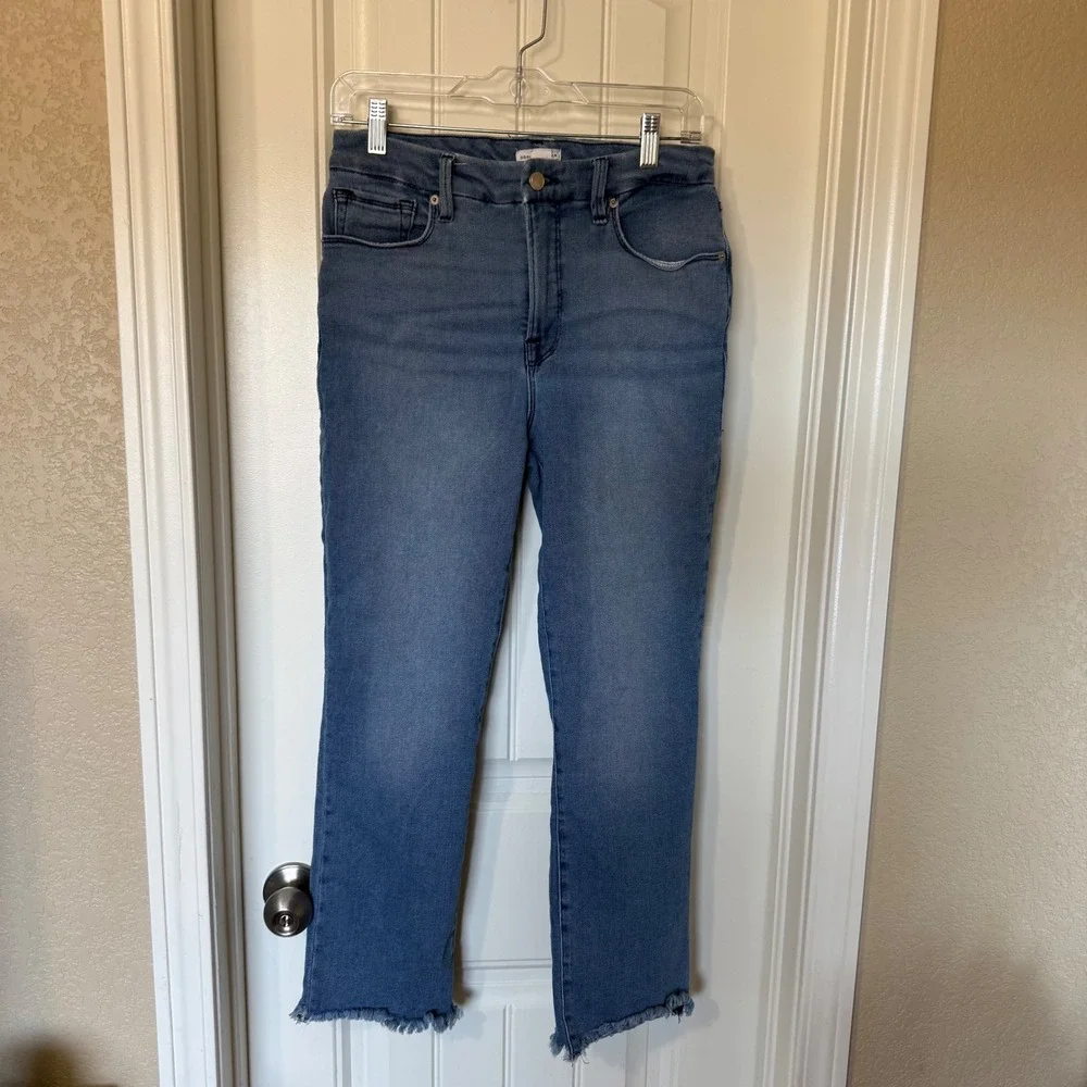 Good American Good Straight Jeans Womens Size 8 29‎  Frayed Hem Organic Cotton